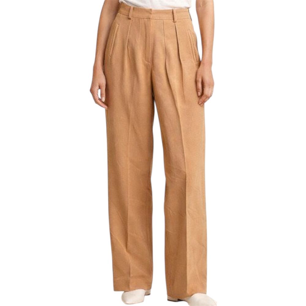 Sonia Rykiel Dress Pants 100% Wool Trouser High Pleated Wide Orange 42 L 30x31